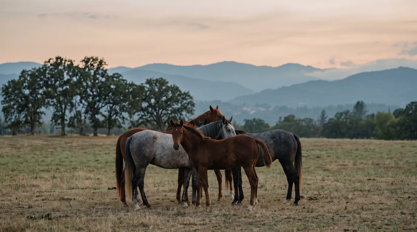 Chevaux en liberté, Écuries de Fay, Loire